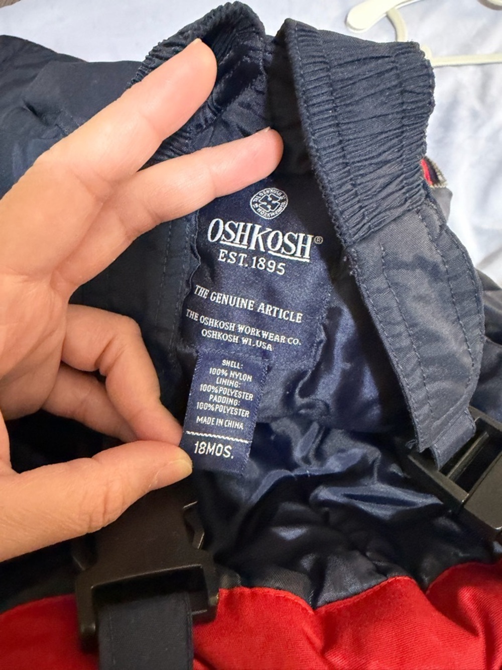 Kids Navy and Red Snow Overalls - OshKosh 18M - Picture 3 of 3